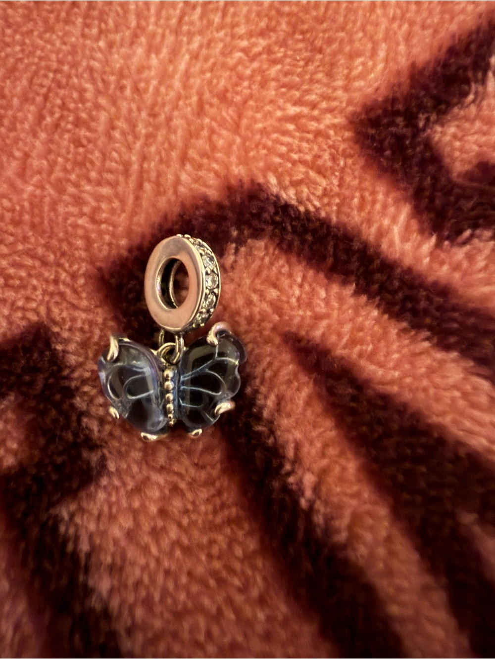 Pandora Blue Butterfly Dangle Charm with Silver Bail
